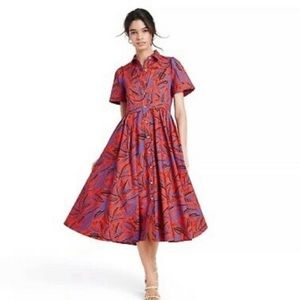 Alexis for Target Tropical Leaf Shirt midi Dress size Medium